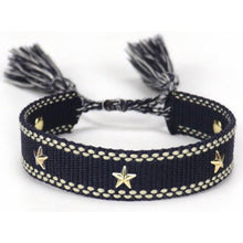Load image into Gallery viewer, Friendship Bracelet with Gold Stars - Grey