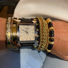 Load image into Gallery viewer, Neon woven bracelet with gold tiles