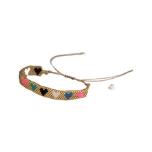 Load image into Gallery viewer, Neon woven bracelet with gold tiles