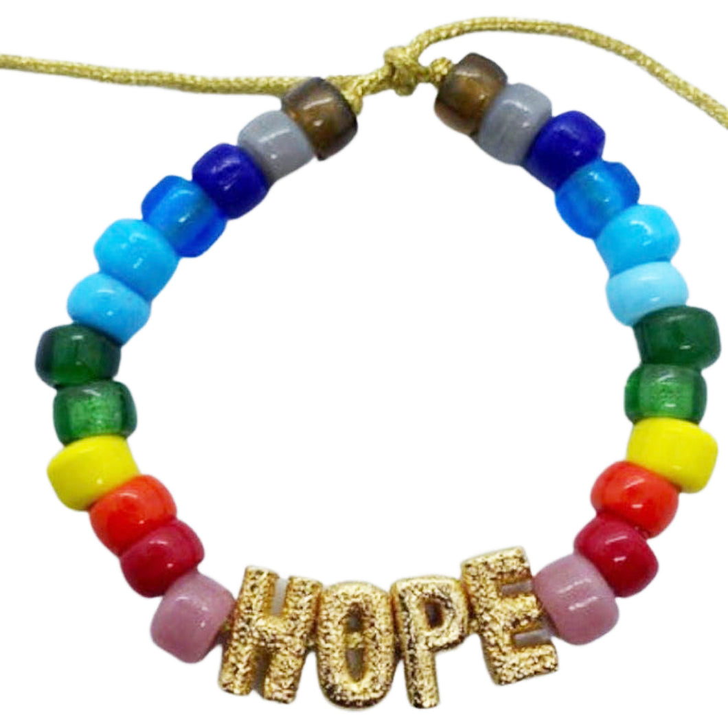 Big Rainbow Bead Bracelet with designer inspired letters