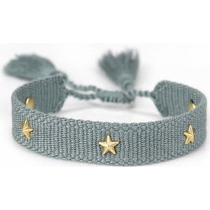 Friendship Bracelet with Gold Stars - Grey
