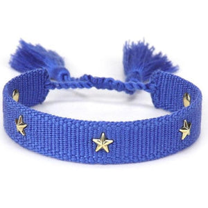 Friendship Bracelet with Gold Stars - Black