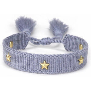 Friendship Bracelet with Gold Stars - Blue