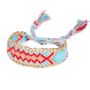 Friendship woven bracelet with gold