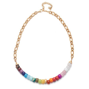 Rainbow Beads with Chain Link Necklace