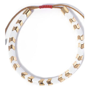 Wavy White and Gold Tile Bracelet