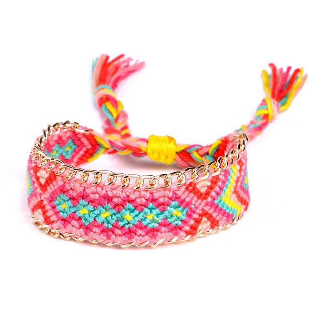Friendship woven bracelet with gold