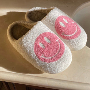 Smiley Face Slippers - Pink