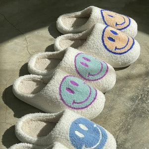 Smiley Face Slippers - Blue